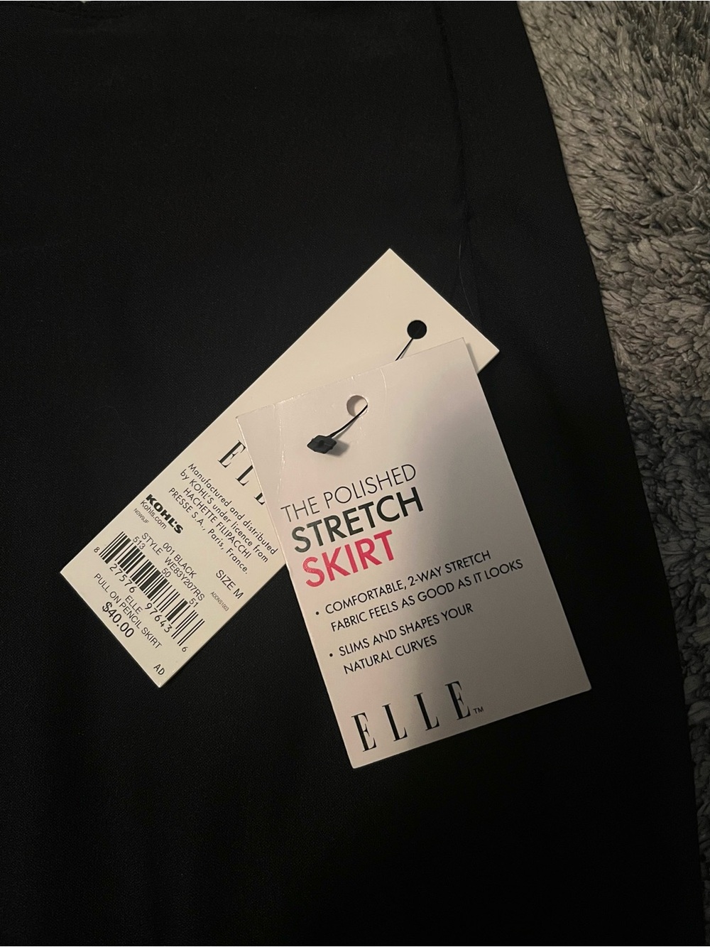 NWT Elle Ultra-Stretch Ponte Pull-On Pencil Skirt in Black Size Medium - Picture 5 of 5